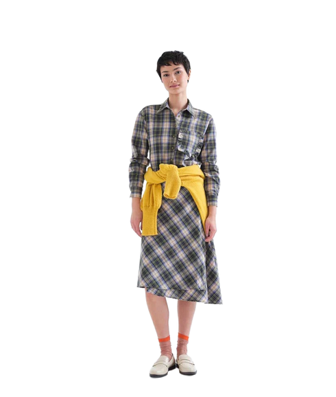 Frill Pocket Plaid Shirt - Green Plaid
