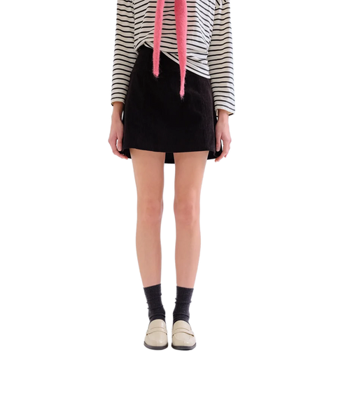 Cord Mini Skirt - Black