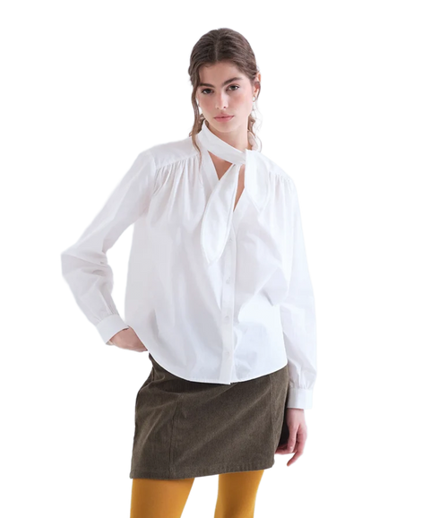Neck Tie Shirt - White