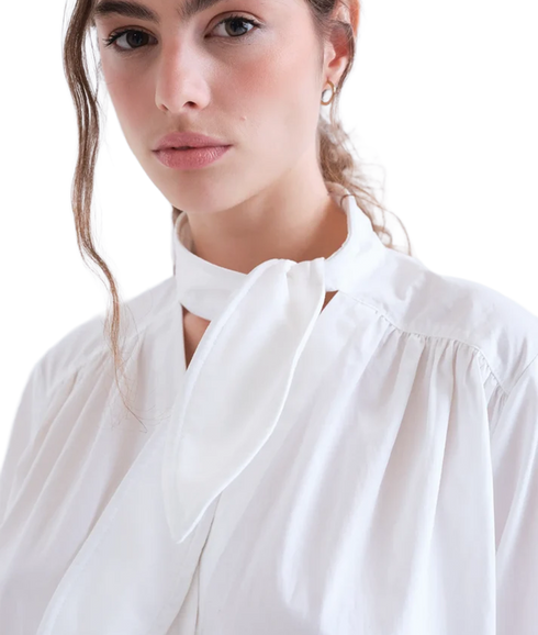Neck Tie Shirt - White