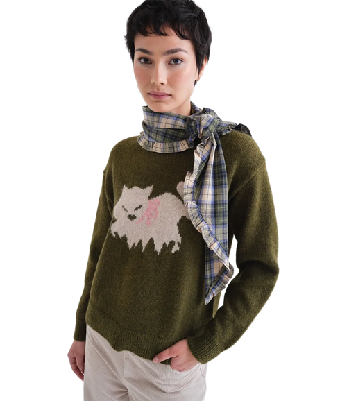 Plaid Triangle Scarf - Green Plaid
