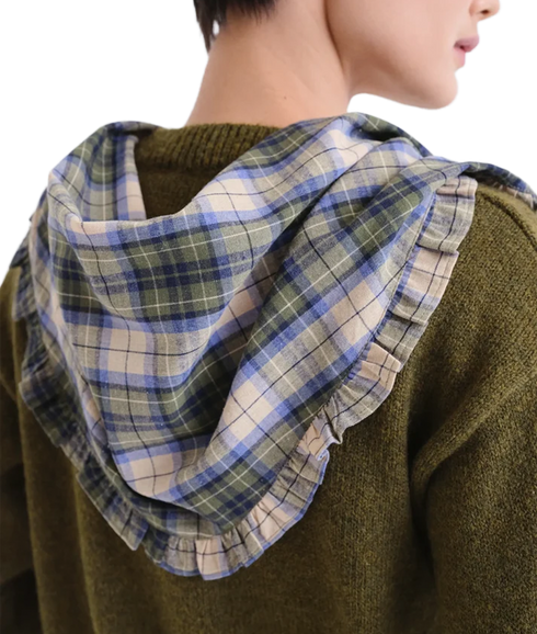 Plaid Triangle Scarf - Green Plaid