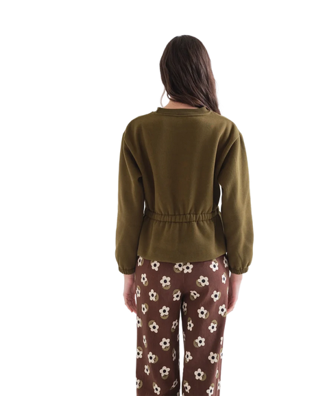 Cinched Waist Sweatshirt - Green