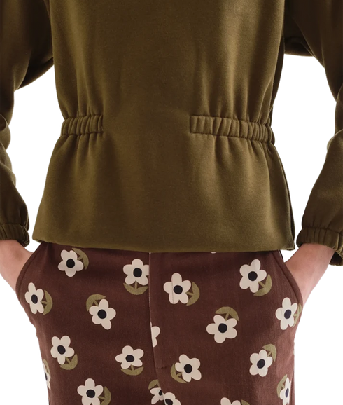 Cinched Waist Sweatshirt - Green