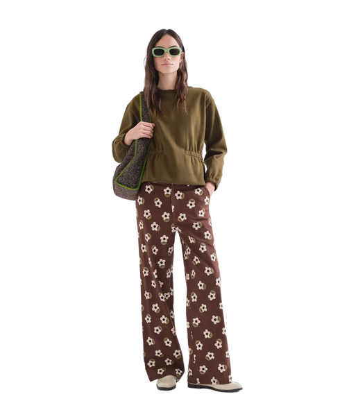Cinched Waist Sweatshirt - Green