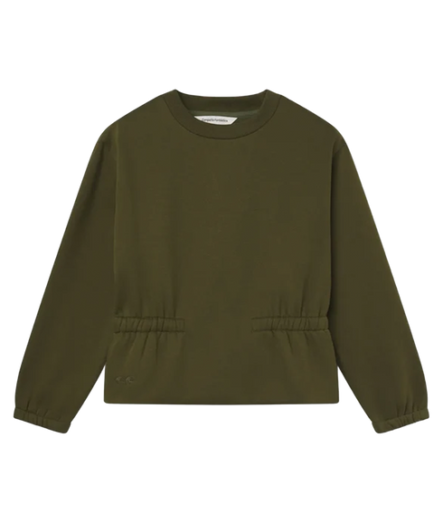 Cinched Waist Sweatshirt - Green