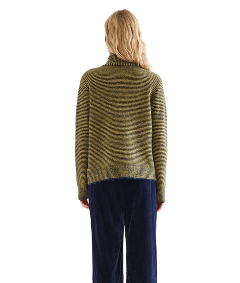 Tie Neck Stripe Cardigan - Yellow Stripe
