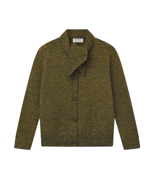 Tie Neck Stripe Cardigan - Yellow Stripe