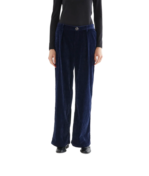 Velvet Trousers - Navy Blue
