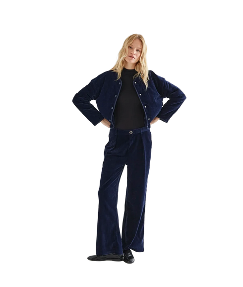 Velvet Trousers - Navy Blue