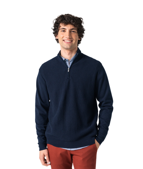 Waffle Quarter Zip - Navy