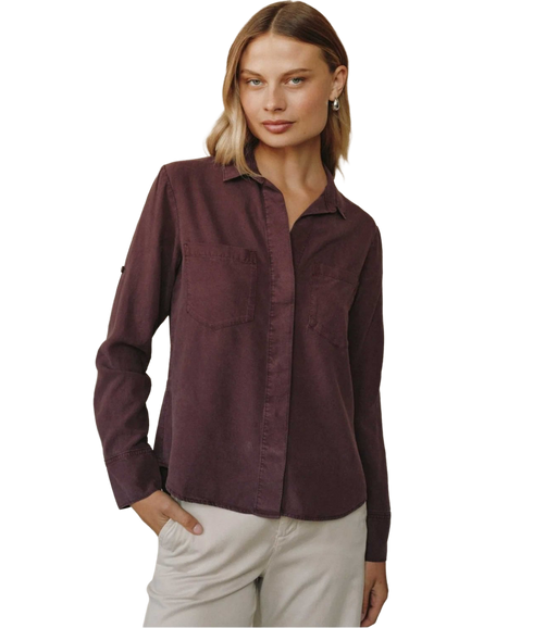 Split Back Button Down - Pinot Noir