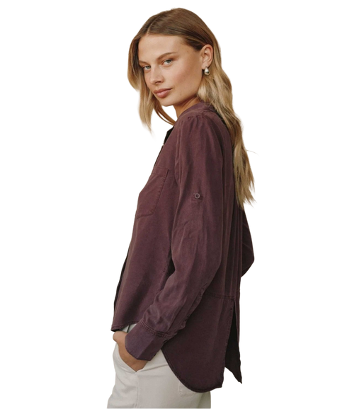 Split Back Button Down - Pinot Noir