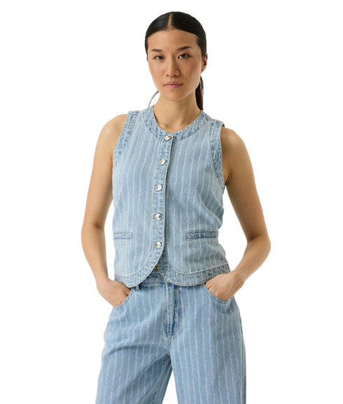 Stripe Denim Gilet - Blue
