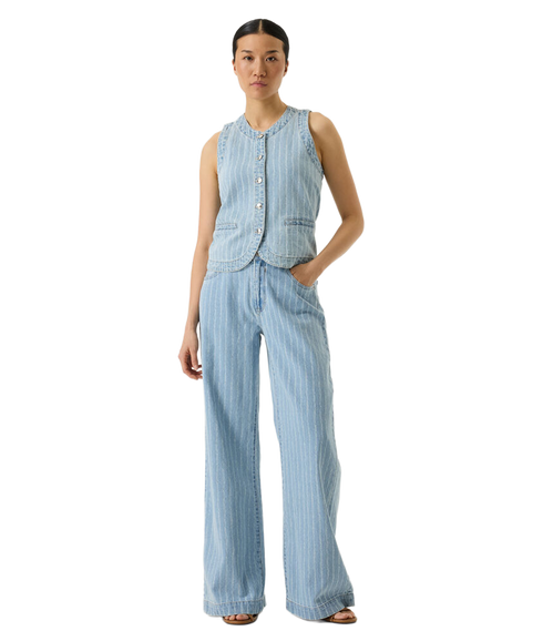 Stripe Denim Gilet - Blue