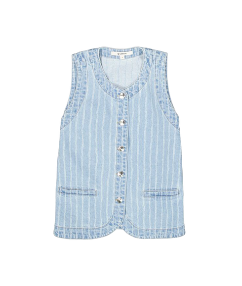 Stripe Denim Gilet - Blue