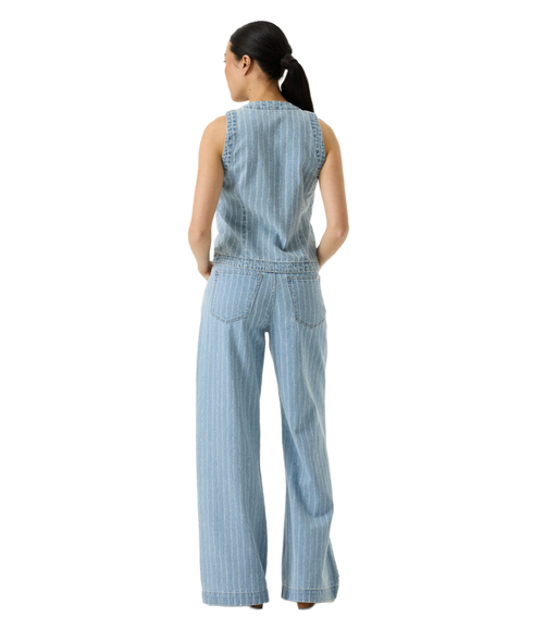 Stripe Denim Gilet - Blue