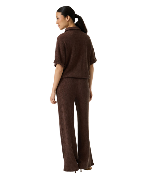 Lightweight Plissee Trousers - Brown