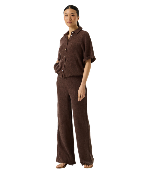 Lightweight Plissee Trousers - Brown