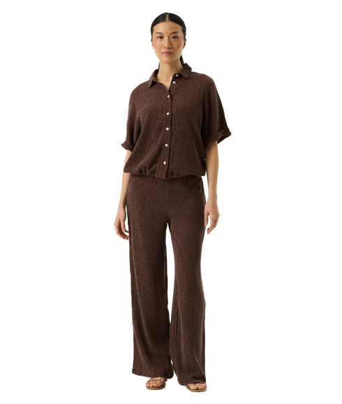 Lightweight Plissee Trousers - Brown
