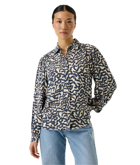 Printed Shirt - Cream/Navy