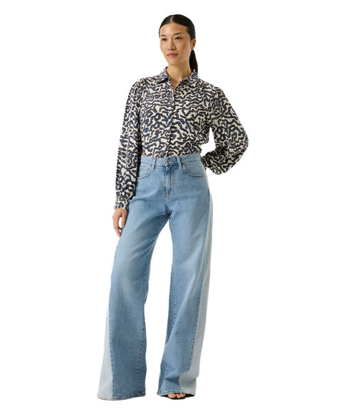 Printed Shirt - Cream/Navy
