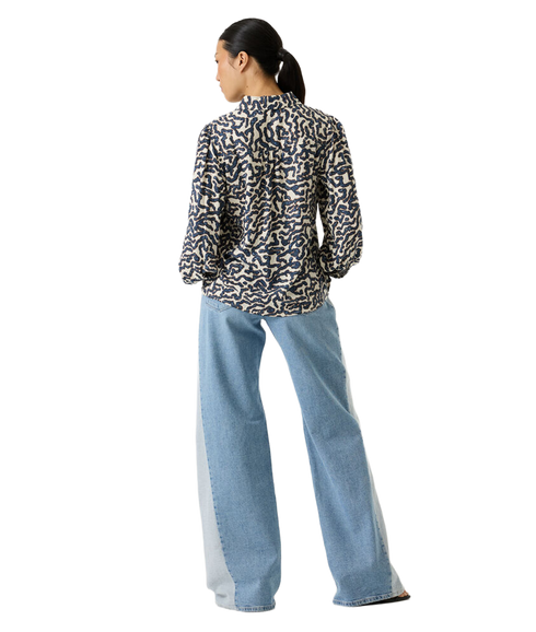 Printed Shirt - Cream/Navy