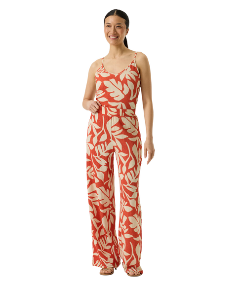 Leaf Print Trouser - Paprika