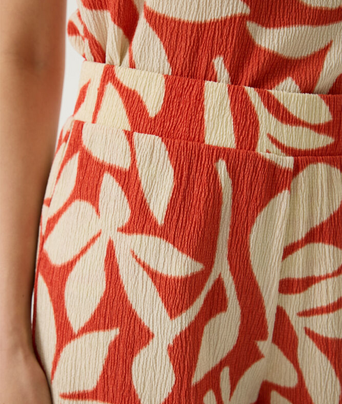 Leaf Print Trouser - Paprika