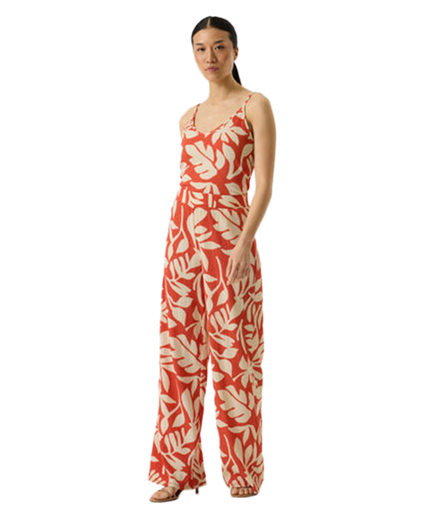 Leaf Print Trouser - Paprika