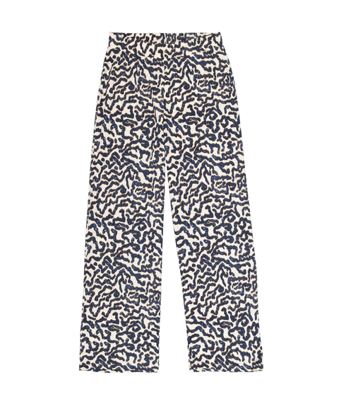 Printed Trouser - Cream/Navy