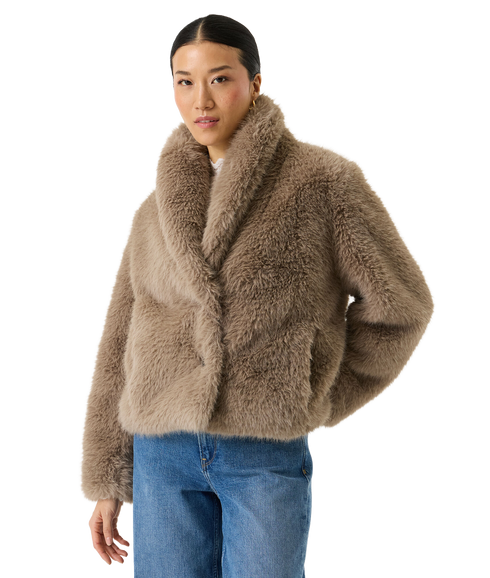Faux Fur Jacket - Smoky Taupe