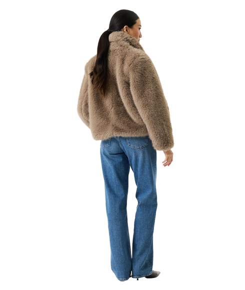 Faux Fur Jacket - Smoky Taupe