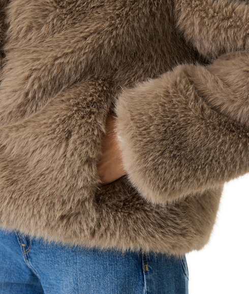 Faux Fur Jacket - Smoky Taupe
