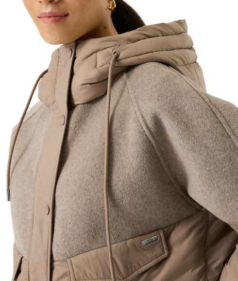 Contrast Puffer Jacket - Dusky Taupe