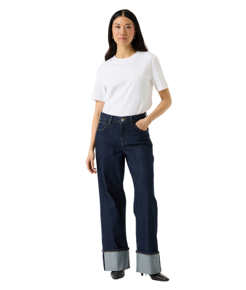 Wide Leg Jeans with Turn-up - Rinsed