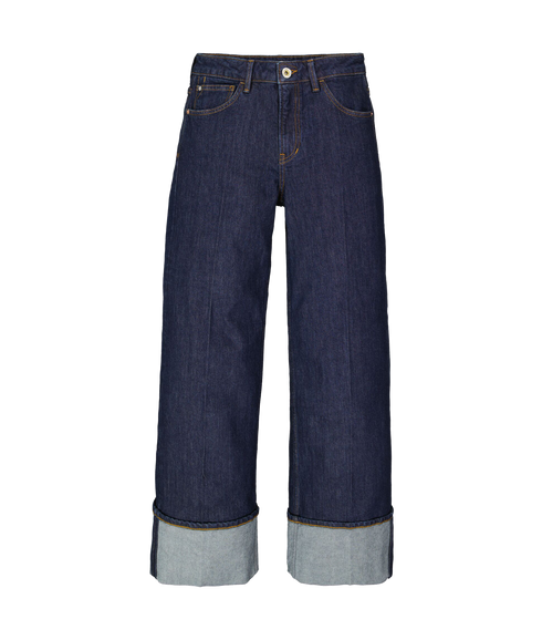 Wide Leg Jeans with Turn-up - Rinsed