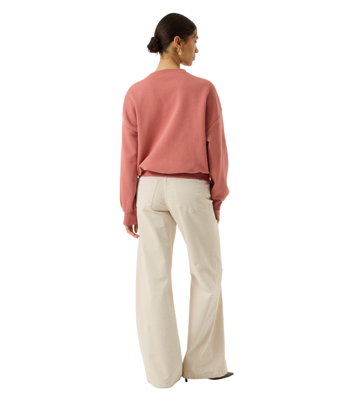 Slogan O-Neck Sweatshirt - Coral Dust
