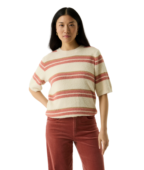 Stripe Short Sleeve Jumper - Whitecap