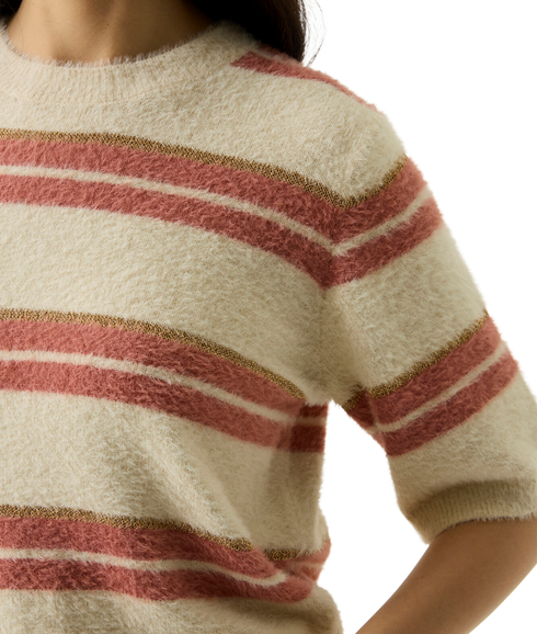 Stripe Short Sleeve Jumper - Whitecap