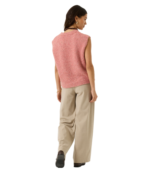 O-Neck Knit Tank Top - Coral Dust