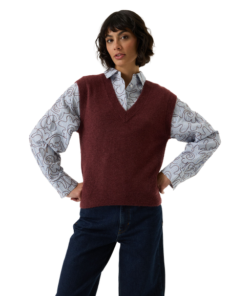 Knitted Vest - Rosewood