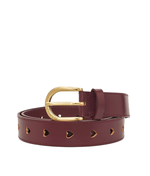 Cut It Out Heart Belt - Deep Burgundy