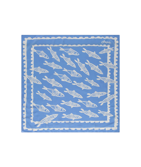 School Of Fishes Scarf - Marina Blue/White