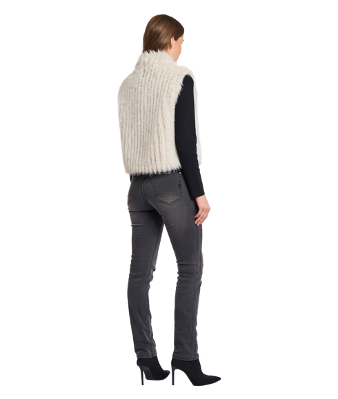 Stripe Textured Faux Fur Gilet - Birch