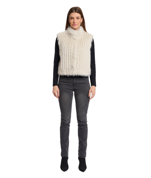Stripe Textured Faux Fur Gilet - Birch