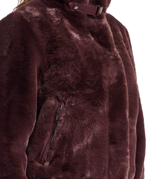 Short Fake Fur Bomber Jacket - Chocolate Bean