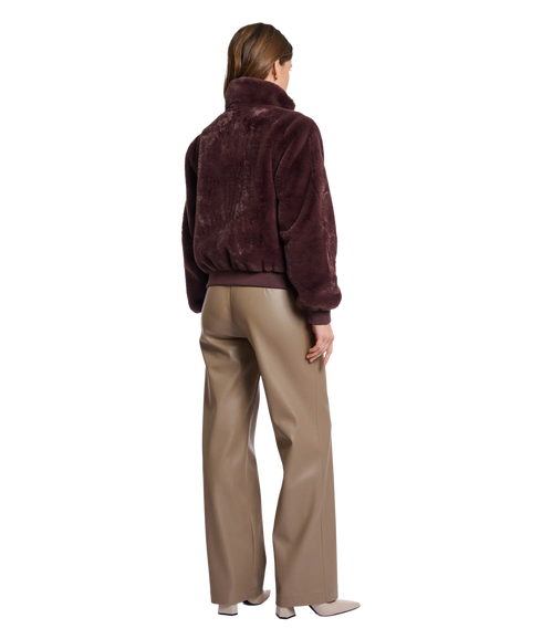 Short Fake Fur Bomber Jacket - Chocolate Bean