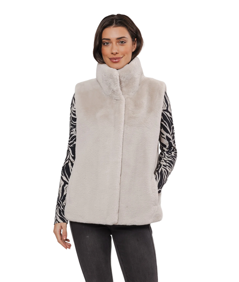 Short Faux Fur Waistcoat - Birch