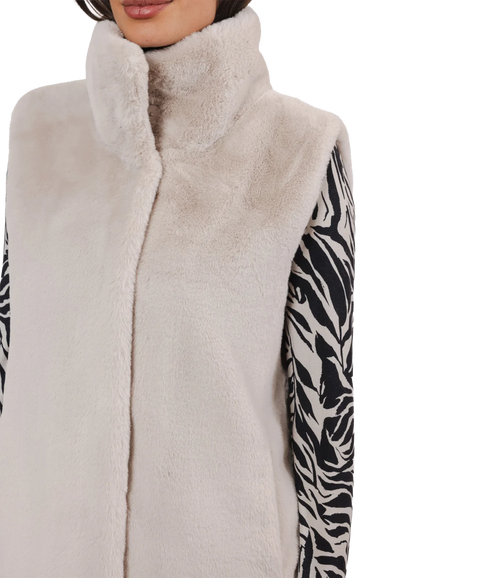 Short Faux Fur Waistcoat - Birch
